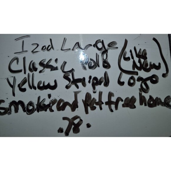 Izod Mens Yellow Striped Polo Shirt Embroidered Logo Large - Picture 8 of 8